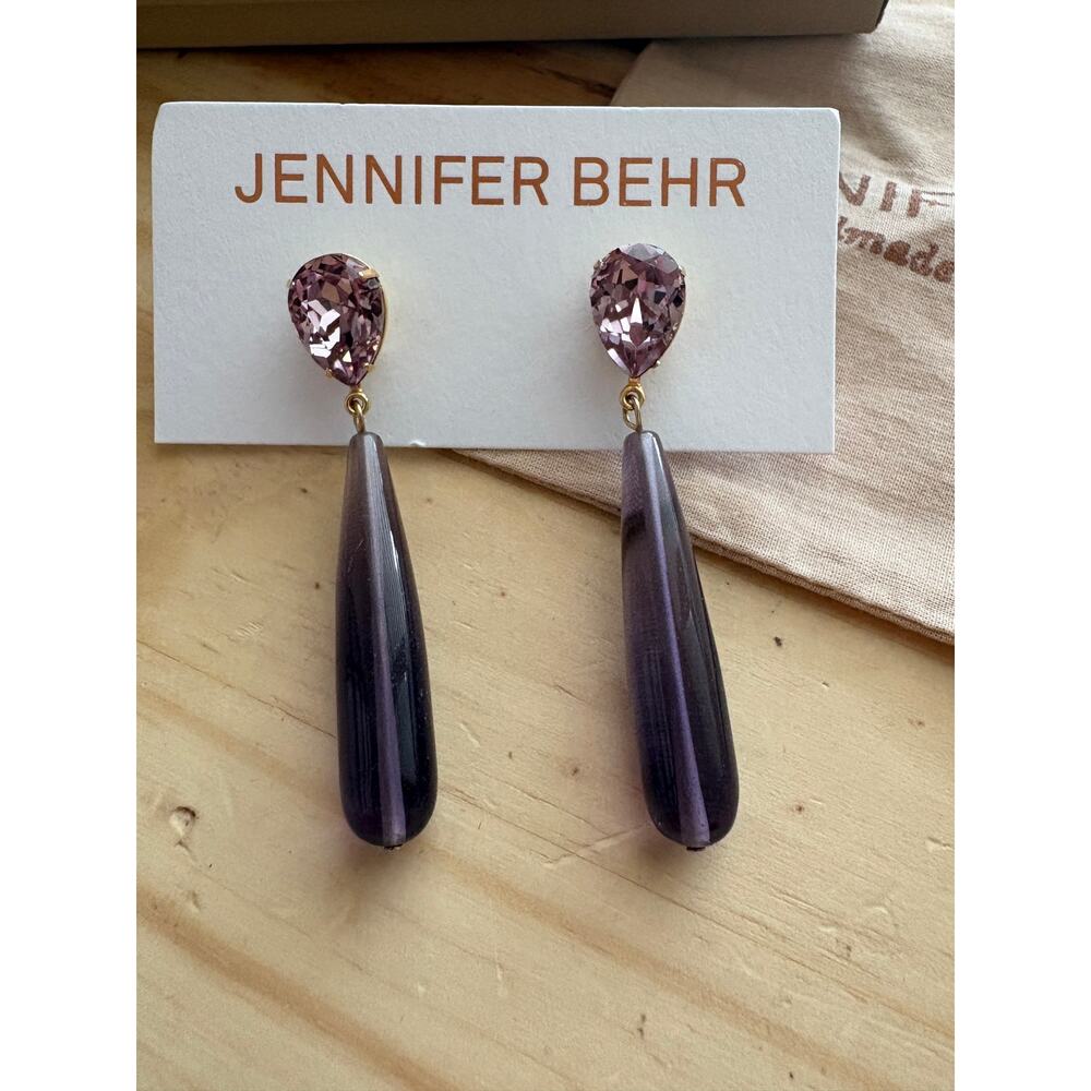 Jennifer Behr Amethyst Caroline Earrings Purple Crystal Stud 18K Gold - Picture 4 of 8
